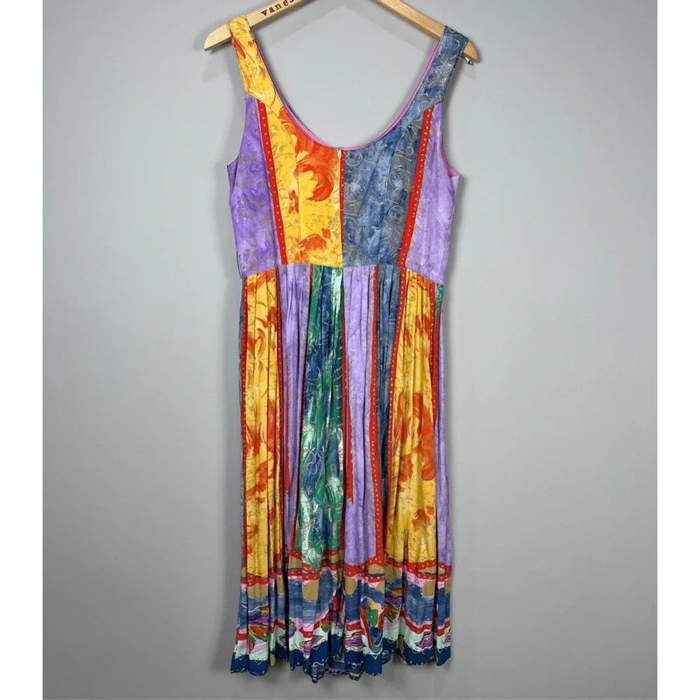 PLATINUM‎ by Dorothy Schoelen Women's Size 10 Midi Dress Artistic Print Vintage - Picture 5 of 10